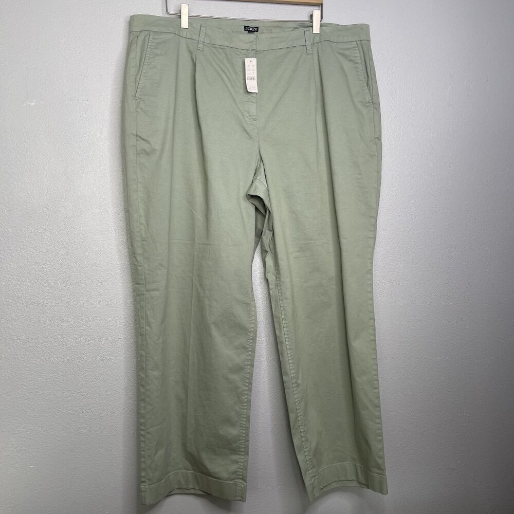 J.Crew Womens Sage Green Cotton Blend Chino Pants Plus Size 20 NEW Wide Leg